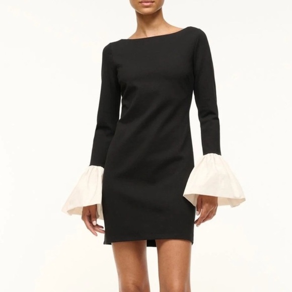 STAUD Hawthorne taffeta-trimmed stretch-ponte mini dress - Picture 2 of 7